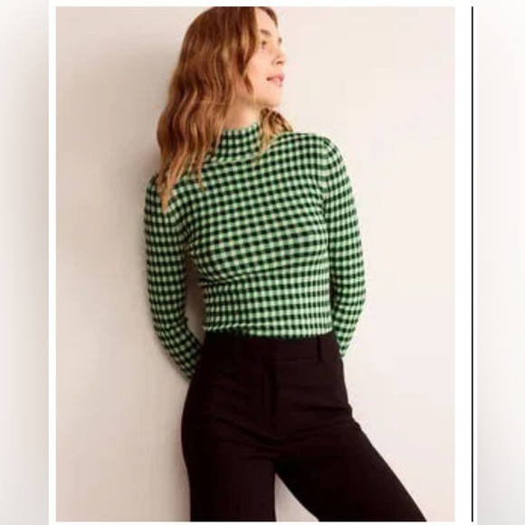 Boden Green and White Knit Turtleneck - Sweater - Picture 2 of 5